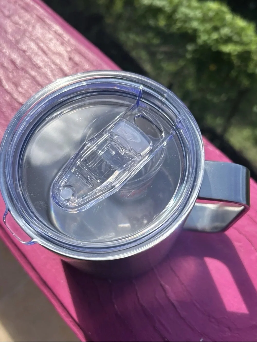 Stainless Steel Insulated Coffee Mug with Clear Lid - Silver